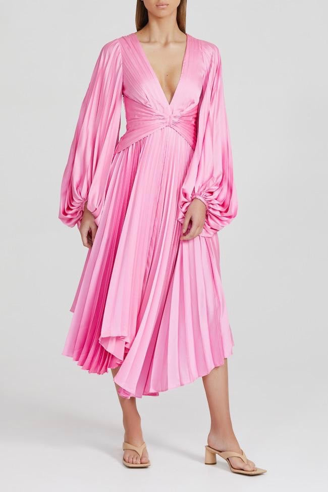 Acler Palms Pleat Dress - Confetti Pink ...